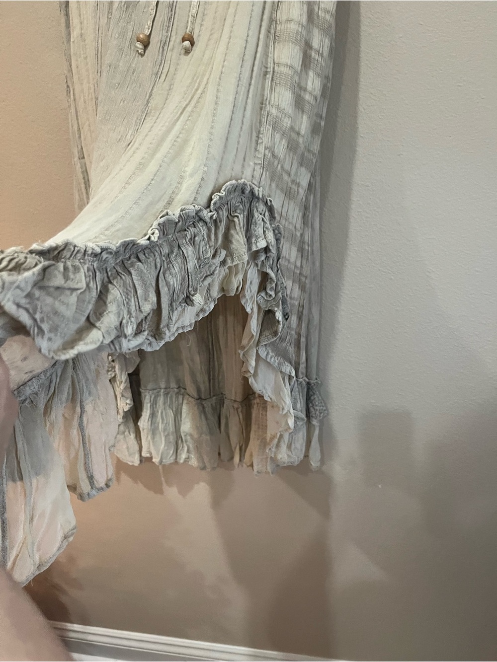 Boho High-Low Ruffle Maxi Skirt - Cream Taupe - Picture 4 of 8